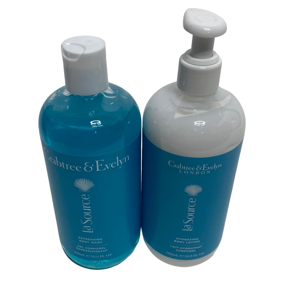 Crabtree Evelyn La Source‎ Set Hydrating Body Lotion Refreshing Wash 16.9oz Each